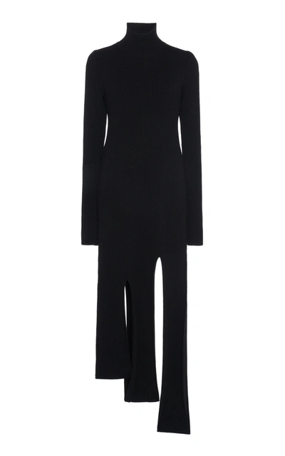 ワンピース Bottega Veneta Black Wool Dress Bottega Veneta Ribbed-knit Stretch Wool-blend Dress In Black