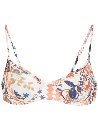 Lygia & Nanny Cassis Graphic-print Bikini Top In Nude