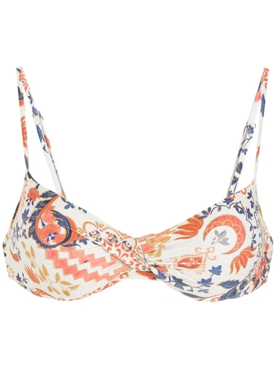 Lygia & Nanny Fiji Printed Bikini Top In Nude