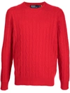 Polo Ralph Lauren Cable-knit Wool-cashmere Sweater In Park Ave Red