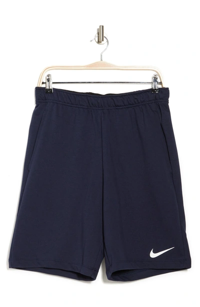 Nike Dri-fit Fleece Shorts In Obsidn/white