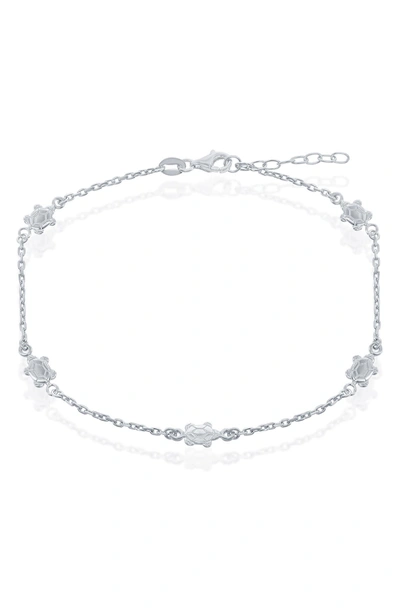 Simona Sterling Silver Turtle Station Anklet