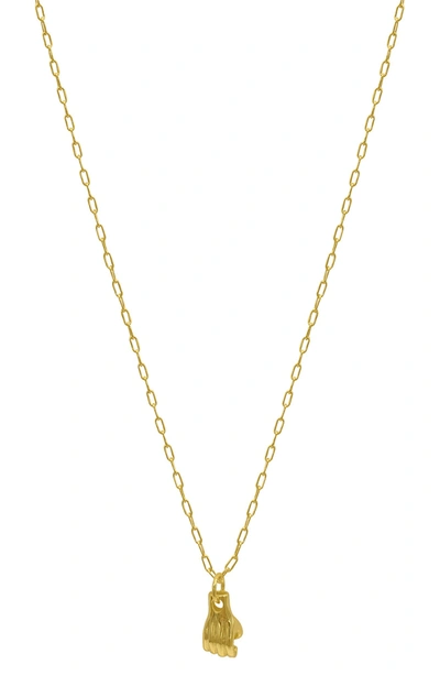 Adornia 14k Gold Vermeil Mighty Hand Pendant Necklace In Yellow