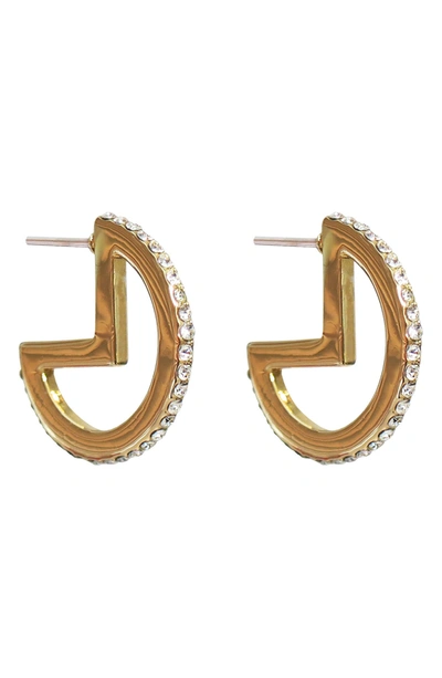 Liza Schwartz 18k Yellow Gold Plated Pave Cz Glitzy 19mm Mini Hoop Earrings