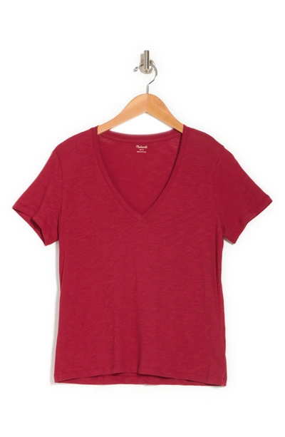Madewell V-neck Short Sleeve T-shirt In Deep Carmine