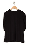 Cece Puff Sleeve Crepe Top In Rich Black