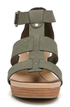Dr. Scholl's Barton Wedge Sandal In Green Snake Print Faux Leather