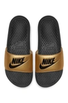 Nike Women's Benassi Jdi Swoosh Slide Sandals From Finish Line In 014 Black/black