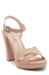 Chinese Laundry Always Ankle Strap Block Heel Platform Sandal In Dark Nude