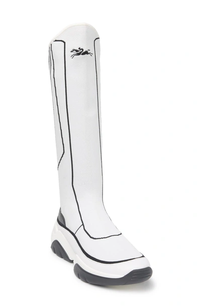Longchamp Tall Shaft Tennis Boot In White