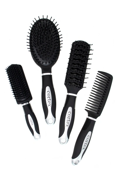 Cortex Beauty Brush & Comb Styling Set In Black/ Silver