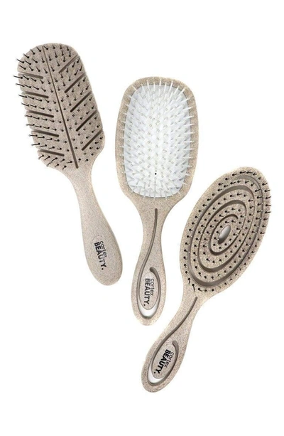 Cortex Beauty Eco-friendly 3 Hair Brush Set In Tan
