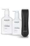 BROCCHI WATERPROOF USB ELECTRIC TRIMMER, MOISTURIZING SHAVE LOTION & CLEANSING BODY WASH BUNDLE