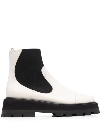 Jimmy Choo Clayton White Leather Boots In White,black