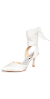 BADGLEY MISCHKA BLAZE PUMPS WHITE SATIN,BADGM20357