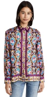 La Doublej Floral Tile-print Silk Shirt In Matisse Placée