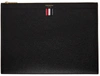 THOM BROWNE BLACK MEDIUM ZIP DOCUMENT HOLDER