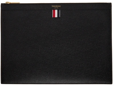 Thom Browne Black Medium Zip Document Holder In 001 Black