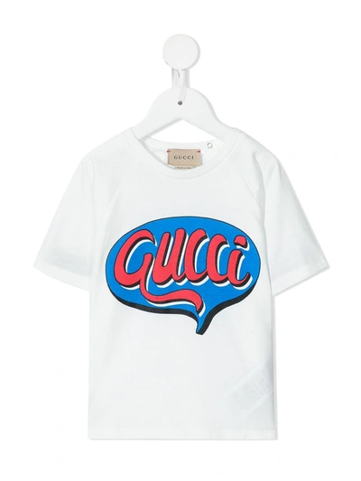 Gucci Babies' Logo印花t恤 In White
