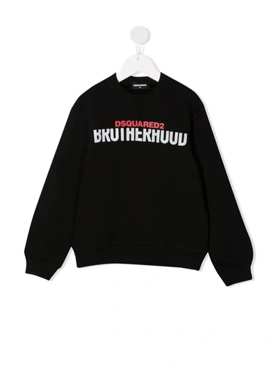 Dsquared2 Teen Logo-print Cotton Sweatshirt In Black