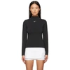 Nike Swoosh Long Sleeve T-shirt In Black With Mock Roll Neck In Black/white