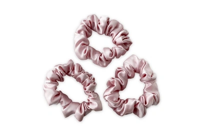 Mayfairsilk Precious Pink Silk Scrunchies Set
