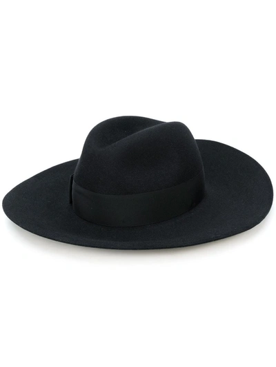 Borsalino Sophie Velvet Brimmed Hat In Black