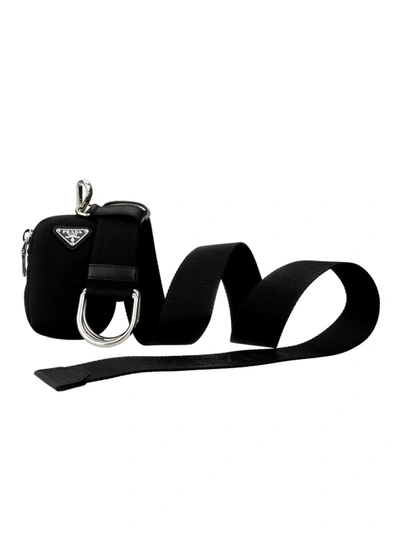 Prada Logo-plaque Adjustable-fit Belt In Black