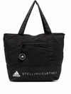 ADIDAS BY STELLA MCCARTNEY BLACK LOGO-PRINT TOTE BAG,3D0701A6-0CB6-2277-451B-C3A14E04EBEE