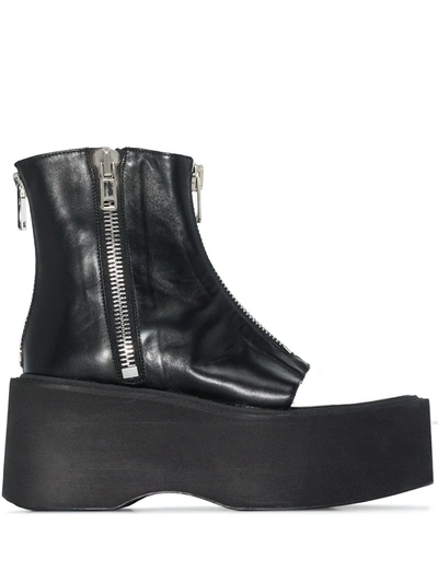 Natasha Zinko Open-toe Leather Boots In Black