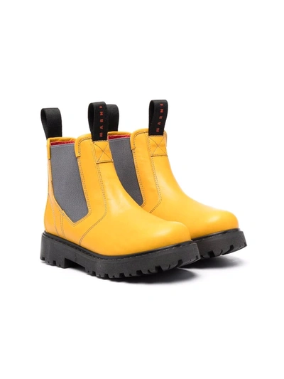 Marni Kids' Leather Ankle-length Boots In Yellow