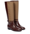 GUCCI GG LEATHER KNEE-HIGH BOOTS,P00583856
