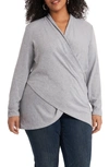 1.state Sparkle Cozy Crisscross Front Knit Top In Silver Heather