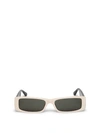 Linda Farrow Dania Narrow Rectangular Sunglasses Cream White