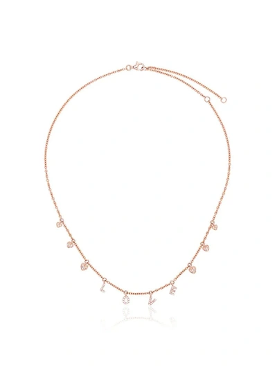 Shay 18k Rose Gold And Diamond Love Dangle Drop Choker Necklace