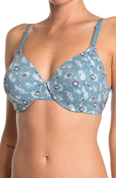 Warner's This Is Not A Bra Underwire Bra 1593 In Icy Morn Striped Flora Print