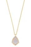 Kendra Scott 'cory' Semiprecious Stone Pendant Necklace In Slate Cats Eye
