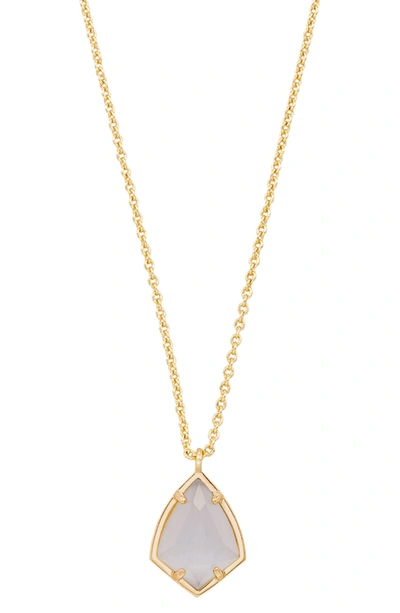 Kendra Scott 'cory' Semiprecious Stone Pendant Necklace In Slate Cats Eye