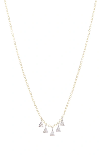 Meira T Two-tone 14k Gold Plated Diamond Triangle Necklace