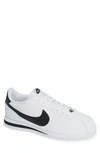Nike Cortez Leather Sneaker In White/ Black/ Metallic Silver