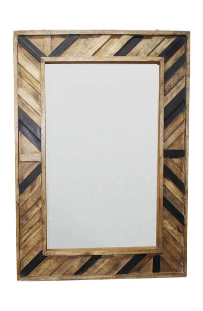 Nobia Wooden Pattern Rectangular Mirror