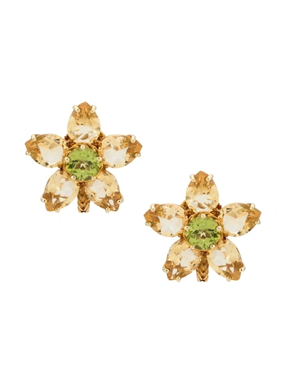 Dolce & Gabbana Spring Earrings In Yellow 18kt Gold With Citrine Flower Motif Gold Female Onesize