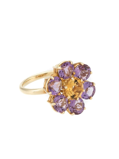 Dolce & Gabbana Spring Ring In Yellow 18kt Gold With Amethyst Floral Motif