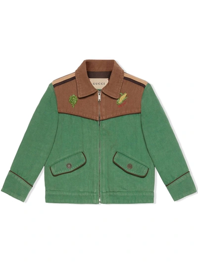 Gucci Kids' Embroidered Shirt Jacket In Green