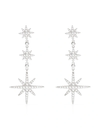 Apm Monaco Triple Meteorites Crystal Drop Earrings In Silver