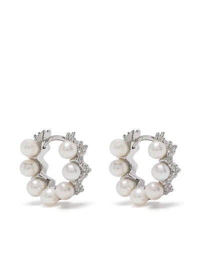 Apm Monaco Up And Down Hoop Earrings In Silver