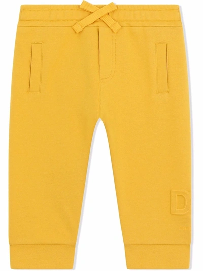 Dolce & Gabbana Babies' Kids Cotton-rich Logo Sweatpants (3-30 Months) In Yellow