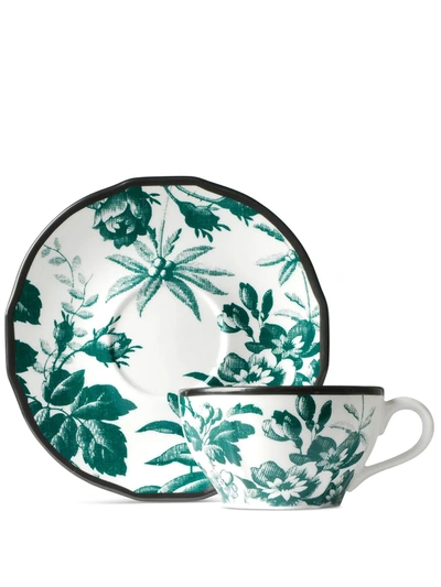 Gucci Herbarium Coffee Cup And Saucer Set In White