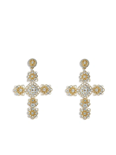 Dolce & Gabbana Pizzo Earrings In Yellow 18kt Gold With Aquamarines Gold Female Onesize