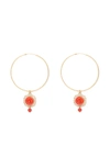 DOLCE & GABBANA 18KT YELLOW GOLD CORAL ROSE HOOP EARRINGS